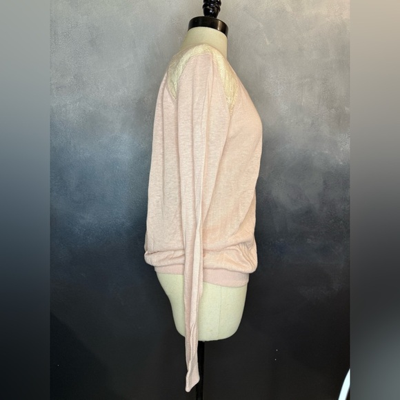 LOFT Soft Pink Lace-Accent Linen Sweatshirt - Picture 3 of 6